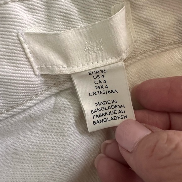 H&M White Wide Leg Painters Pants Size 4 Grunge Classic Preppy Eclectic 80’s - Picture 3 of 9